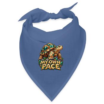 My Own Pace Schildkröte Low Poly Lustiger Spruch - Bandana Dreieckstuch - Taubenblau - Vorne