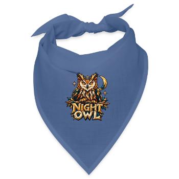 Night Owl Eule Low Poly T-Shirt Nachteule Mond - Bandana Dreieckstuch - Taubenblau - Vorne