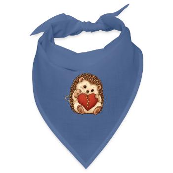 Süßer Igel repariert ein Herz mit goldenem Faden - Bandana Dreieckstuch - Taubenblau - Vorne