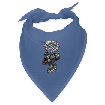 Traum Zug – Surreale Wolken Dampflok Kunst - Bandana Dreieckstuch - Taubenblau - Vorne