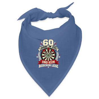 60. Geburtstag Darts Weltmeisterschaft Bulls Eye - Bandana Dreieckstuch - Taubenblau - Vorne