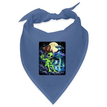Bigfoot Alien UFO Loch Ness Weltraum Szene Kryptid - Bandana Dreieckstuch - Taubenblau - Vorne