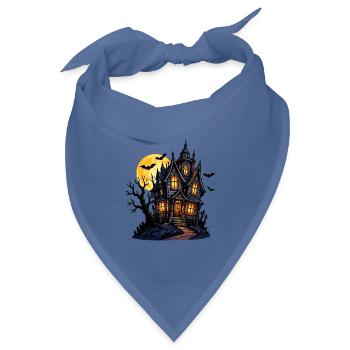 Spukhaus unter Vollmond - Bandana Dreieckstuch - Taubenblau - Vorne