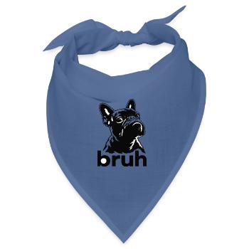  Bruh Französische Bulldogge Lustiger Hundeblick - Bandana Dreieckstuch - Taubenblau - Vorne