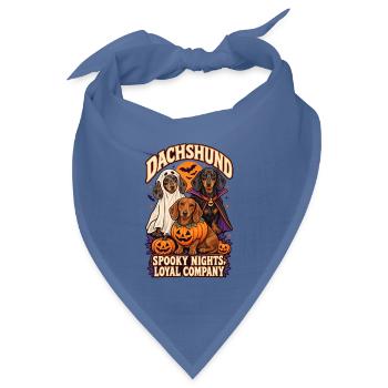 Spooky Nights Loyale Gesellschaft – Dackel Halloween - Bandana Dreieckstuch - Taubenblau - Vorne