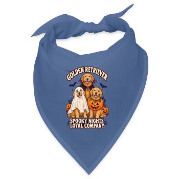 Spooky Nights Loyal Company – Golden Retriever Hund - Bandana Dreieckstuch - Taubenblau - Vorne