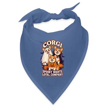 Spooky Nights Loyale Gesellschaft – Corgi Halloween Hund - Bandana Dreieckstuch - Taubenblau - Vorne