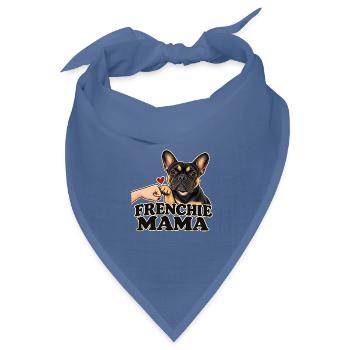 FRENCHIE MAMA – Französische Bulldogge - Bandana Dreieckstuch - Taubenblau - Vorne