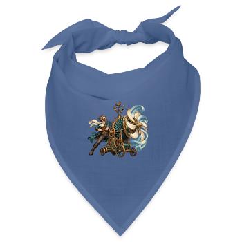 Steampunk-Erfinder an der Windmaschine - Bandana Dreieckstuch - Taubenblau - Vorne