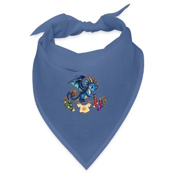 Blauer Drache hängt bunte Wäsche auf - Bandana Dreieckstuch - Taubenblau - Vorne