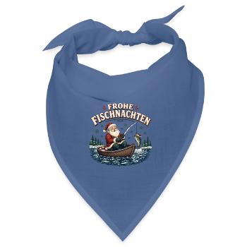Frohe Fischnacht Weihnachtsfischer - Bandana Dreieckstuch - Taubenblau - Vorne