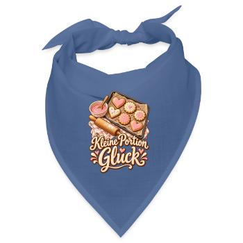 Backen Shirt mit Keksen und Kleine Portion Glück - Bandana Dreieckstuch - Taubenblau - Vorne