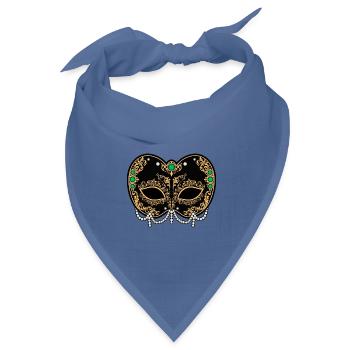 Prunkvolle venezianische Maskenmaske - Bandana Dreieckstuch - Taubenblau - Vorne