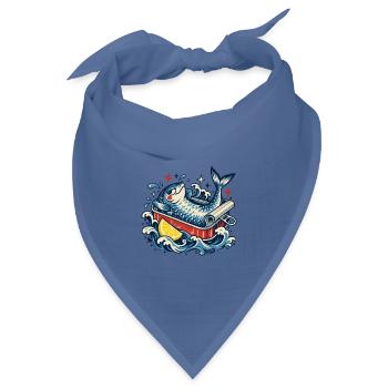 Fisch in Badewanne mit Zitrone - Bandana Dreieckstuch - Taubenblau - Vorne