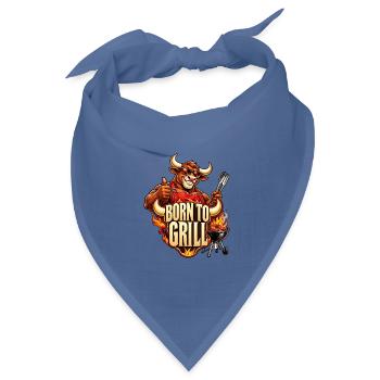 Born to Grill – Cooler Stier am Grill - Bandana Dreieckstuch - Taubenblau - Vorne