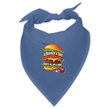 A Burger a Day Keeps the Apple Away – Burgerhumor - Bandana Dreieckstuch - Taubenblau - Vorne
