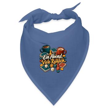 Spieleabend mit Würfeln & Ein Abend Viele Runden - Bandana Dreieckstuch - Taubenblau - Vorne