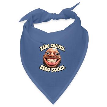Keine Haare, keine Sorgen – Glatze und bärtiger Humor - Bandana Dreieckstuch - Taubenblau - Vorne