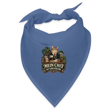 Mein Chef hat Schnurrhaare - Bandana Dreieckstuch - Taubenblau - Vorne