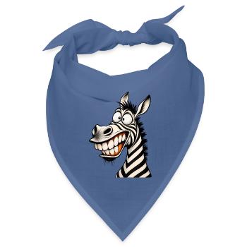Lustige verrückte Zebra-Zeichentrick-Lächeln Tier-Humor-T-Shirt - Bandana Dreieckstuch - Taubenblau - Vorne