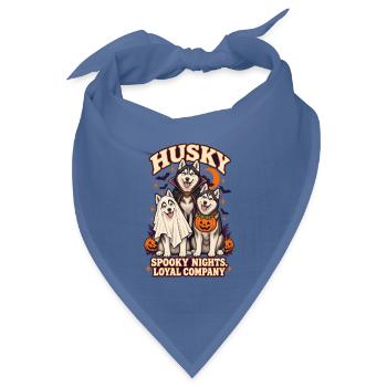 Spooky Nights Loyale Gesellschaft – Husky Halloween-Hund - Bandana Dreieckstuch - Taubenblau - Vorne