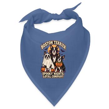 Spooky Nights Loyal Company – Boston Terrier Hund - Bandana Dreieckstuch - Taubenblau - Vorne