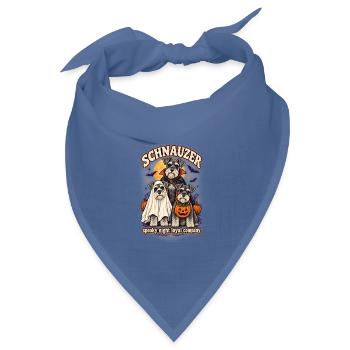 Spooky Night Loyal Company – Schnauzer Halloween - Bandana Dreieckstuch - Taubenblau - Vorne