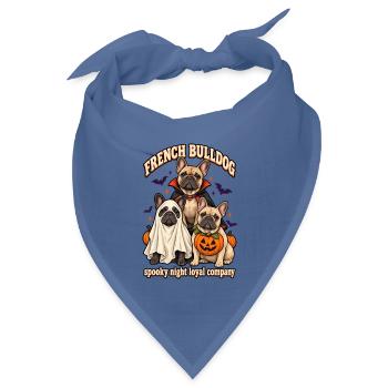 Spooky Night Loyal Company – Französischer Bulldoggenhund - Bandana Dreieckstuch - Taubenblau - Vorne