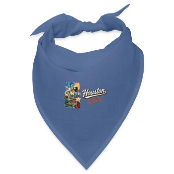 Houston Retro Vintage Space City Skyline Design - Bandana Dreieckstuch - Taubenblau - Vorne