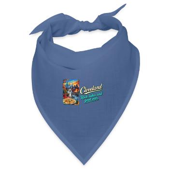 Cleveland Retro Vintage Rock Lake Erie Pierogi - Bandana Dreieckstuch - Taubenblau - Vorne