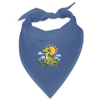 Süßer Dinosaurier – Kleiner Dino auf Abenteuer - Bandana Dreieckstuch - Taubenblau - Vorne