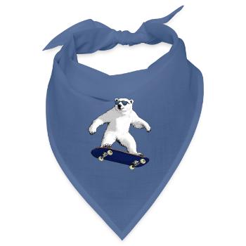 Skateboarder Eisbär - Bandana Dreieckstuch - Taubenblau - Vorne