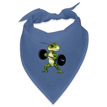Eidechsen Fitness / Trainer Eidechse - Bandana Dreieckstuch - Taubenblau - Vorne
