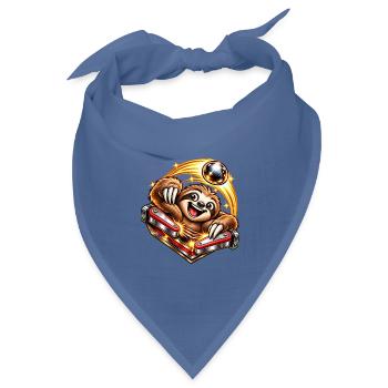 Fröhliches Faultier am Flipper  - Bandana Dreieckstuch - Taubenblau - Vorne
