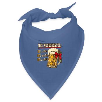 Mei Wunschzettl Bier Weihnachten bairisch - Bandana Dreieckstuch - Taubenblau - Vorne