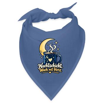 Nachtschicht Shirt mit Mond - Spruch Nachtschicht - Bandana Dreieckstuch - Taubenblau - Vorne