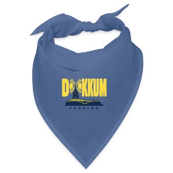 Dokkum  Friesland Windmühle Bollwerk Design - Bandana Dreieckstuch - Taubenblau - Vorne