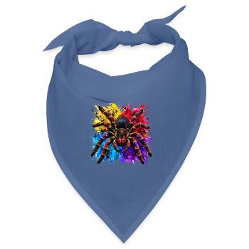 Neon Tarantel  Psychodelische Spinne im Farbklecks - Bandana Dreieckstuch - Taubenblau - Vorne