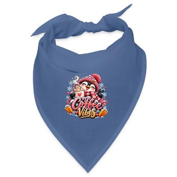 Kaffee Vibes Pinguin Winterdesign - Bandana Dreieckstuch - Taubenblau - Vorne
