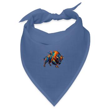 Chromatischer aufladender Bison - Bandana Dreieckstuch - Taubenblau - Vorne
