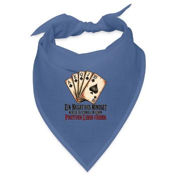 Negatives Mindset – Poker Karten Motivation - Bandana Dreieckstuch - Taubenblau - Vorne