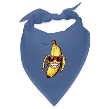 Lachende Banane mit Sonnenbrille - Bandana Dreieckstuch - Taubenblau - Vorne