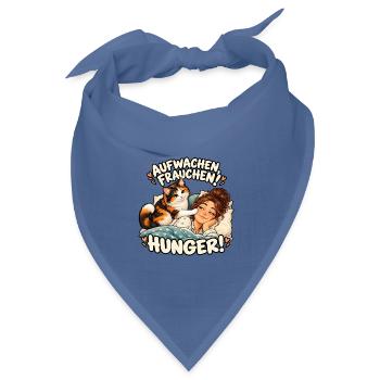 Aufwachen Frauchen Hunger Katze - Bandana Dreieckstuch - Taubenblau - Vorne