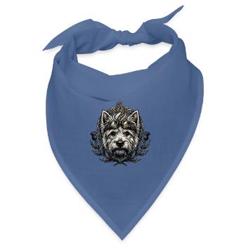 Steampunk-Hund mit Brille und keltischem Knoten - Bandana Dreieckstuch - Taubenblau - Vorne
