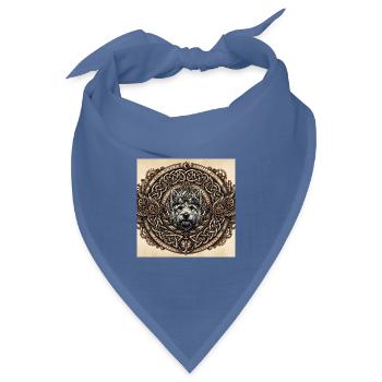 Steampunk-Hund keltische Knoten - Bandana Dreieckstuch - Taubenblau - Vorne