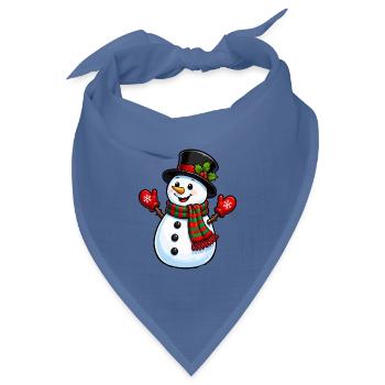 Winterlicher Schneemann mit Schal und Hut - Bandana Dreieckstuch - Taubenblau - Vorne