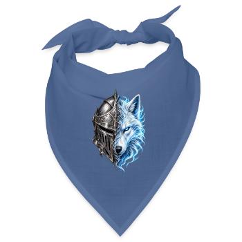 Spektraler Wolf und Ritterhelm – Fantasie - Bandana Dreieckstuch - Taubenblau - Vorne