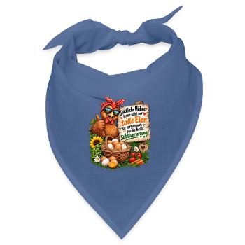Hühner frische Eier und Selbstversorgung ist Glück - Bandana Dreieckstuch - Taubenblau - Vorne