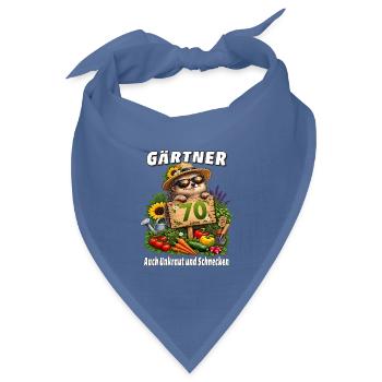 Gärtner 70 Jahre Auch Unkraut und Schnecken - Bandana Dreieckstuch - Taubenblau - Vorne