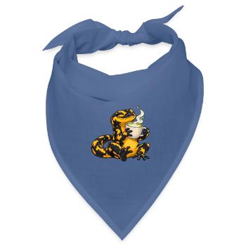 Salamander genießt einen Matcha Latte - Bandana Dreieckstuch - Taubenblau - Vorne